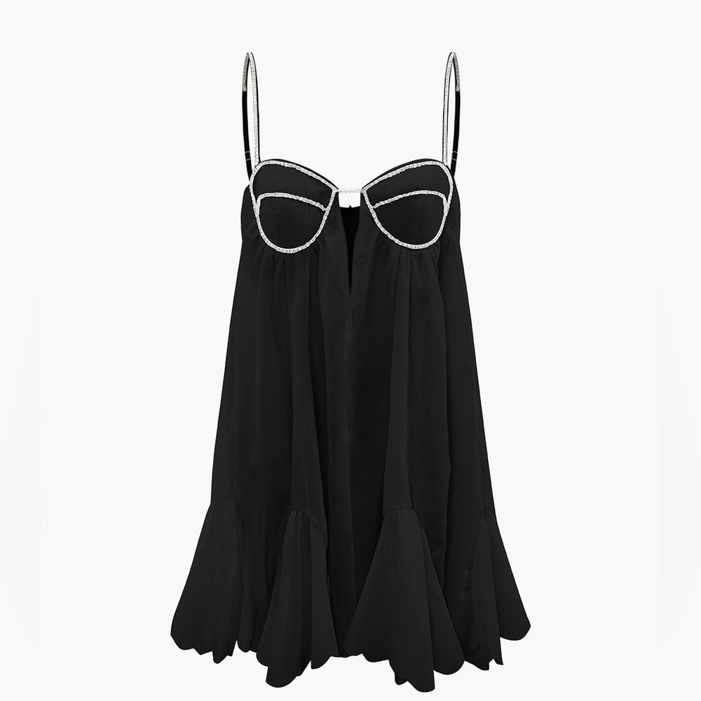 V-neck Rhinestone Decor Mini Dress - Picture 6 of 9